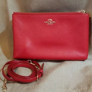 Coach Red Pebble Leather Clutch/Crossbody